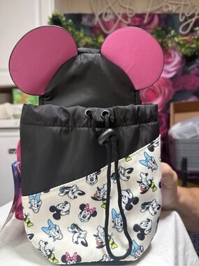 Disney Mickey Mouse Small Black crossbody/cup holder w/Iridescent Ears